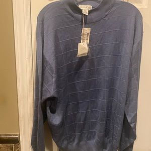 NWT Anthology 100% Silk Mock Neck Long Sleeve Men's Gray Sweater Soft Size XXL